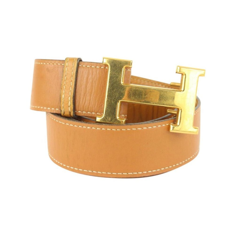 Hermès 32mm Reversible H Logo Belt Kit Brown x Gold 1H124